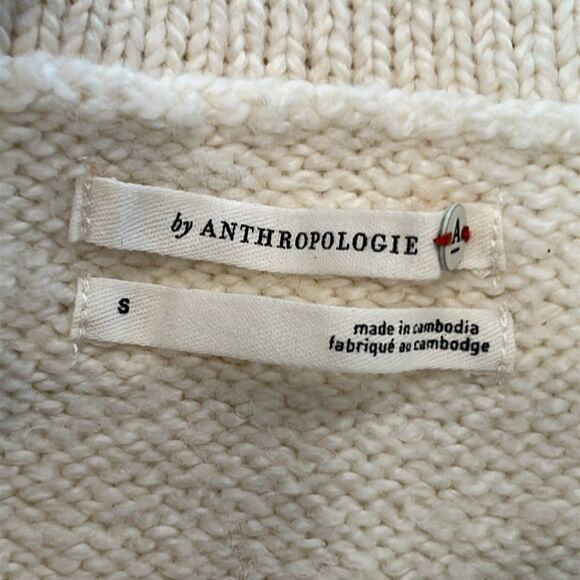Anthropologie Cream Off-the-Shoulder Sweater Cozy Knit - Picture 3 of 5